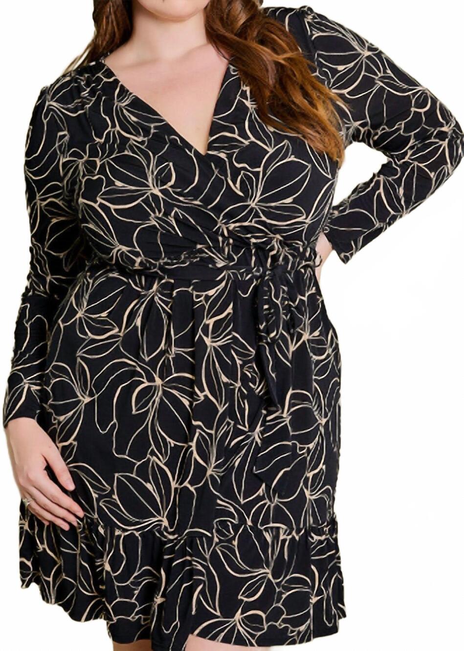 NEW GILLI floral fantasy wrap mini dress - plus in black